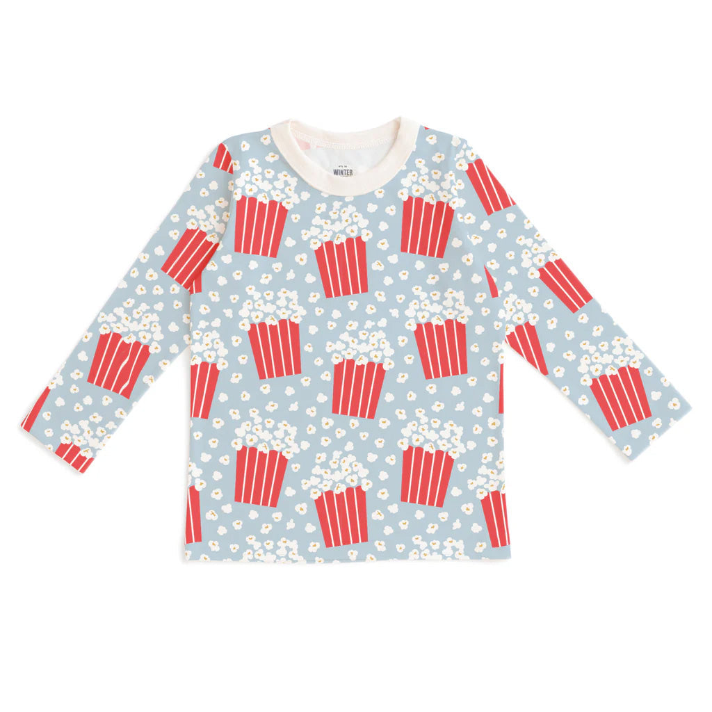 Long sleeve tee- sky blue popcorn