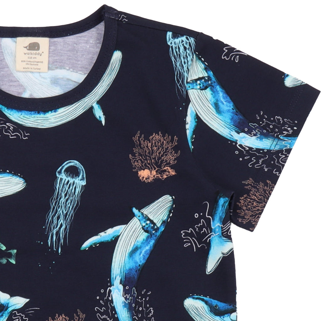Short-sleeved t-shirt- whales & jellyfish