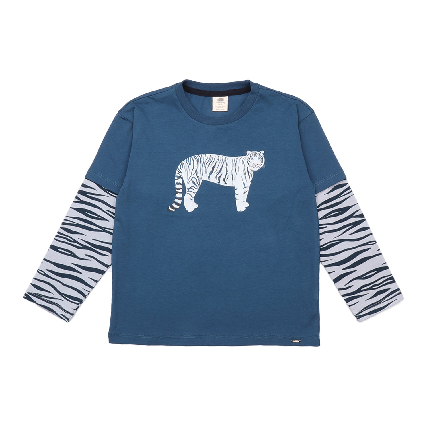 Double long-sleeved t-shirt- white tiger