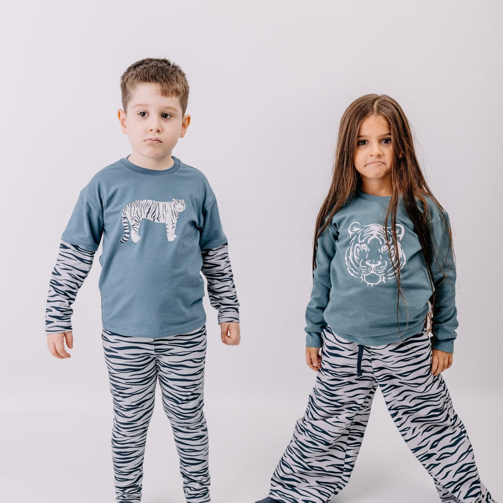 Double long-sleeved t-shirt- white tiger