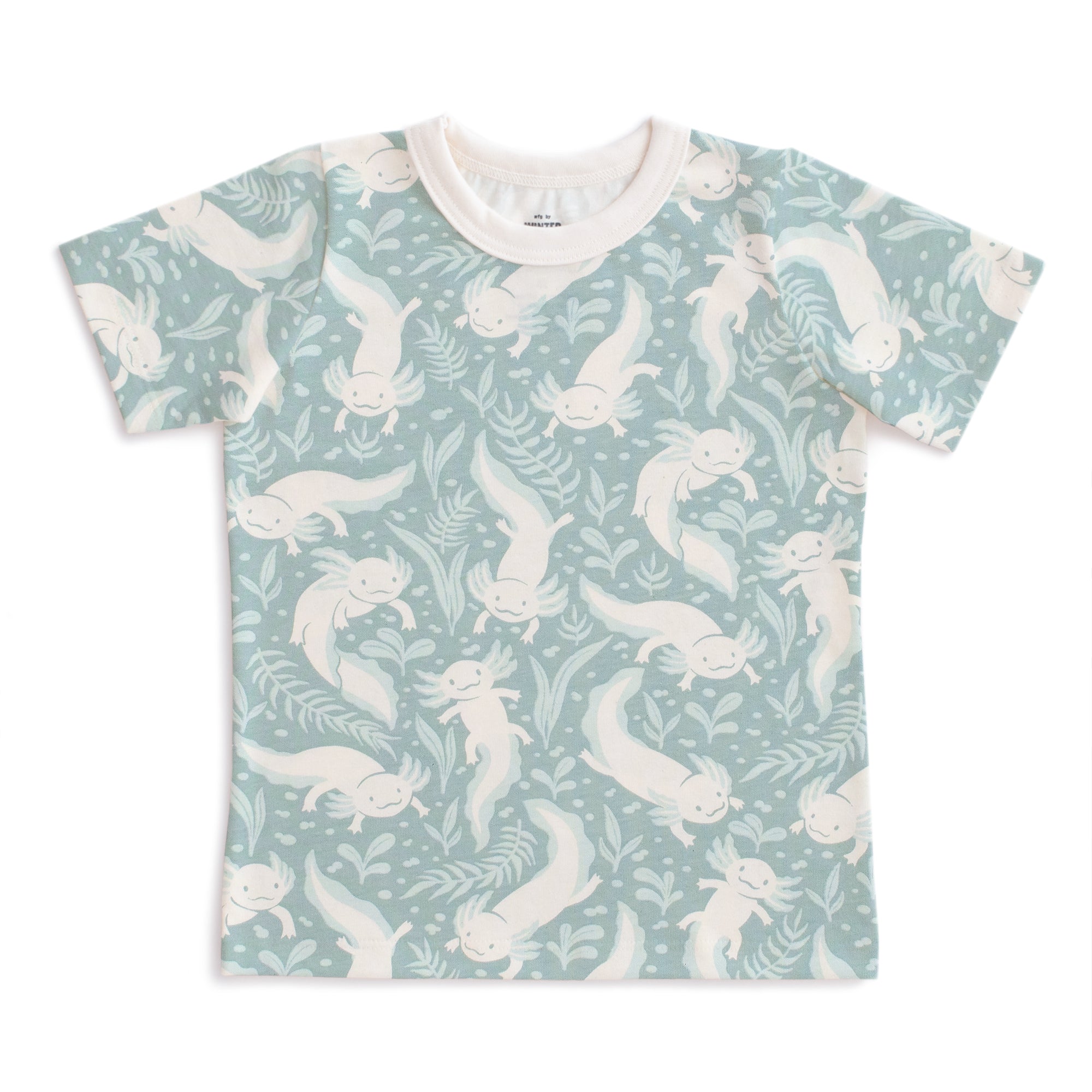 Short-sleeved t-shirt- surf blue axolotls