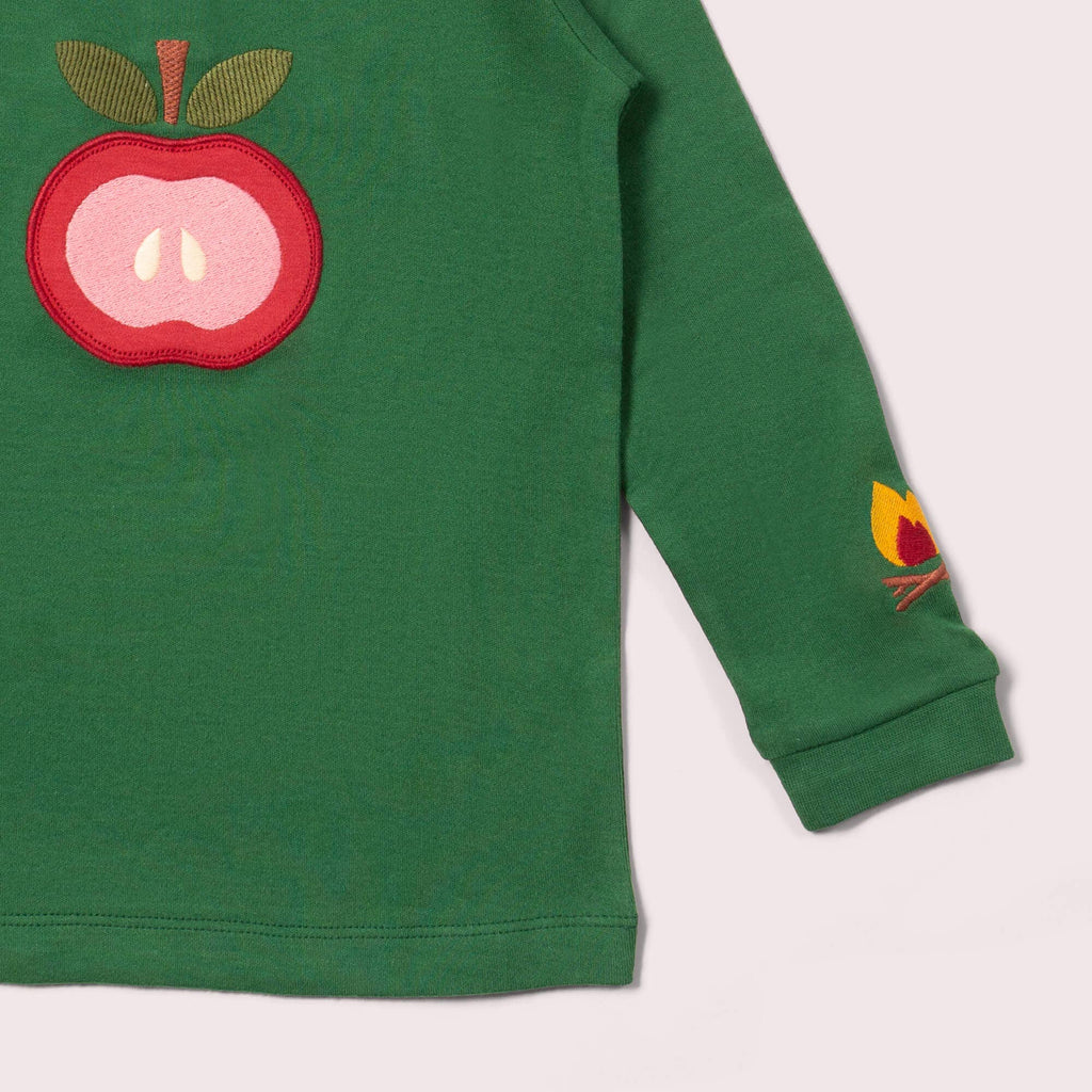 Long sleeved t-shirt- red apple appliqué
