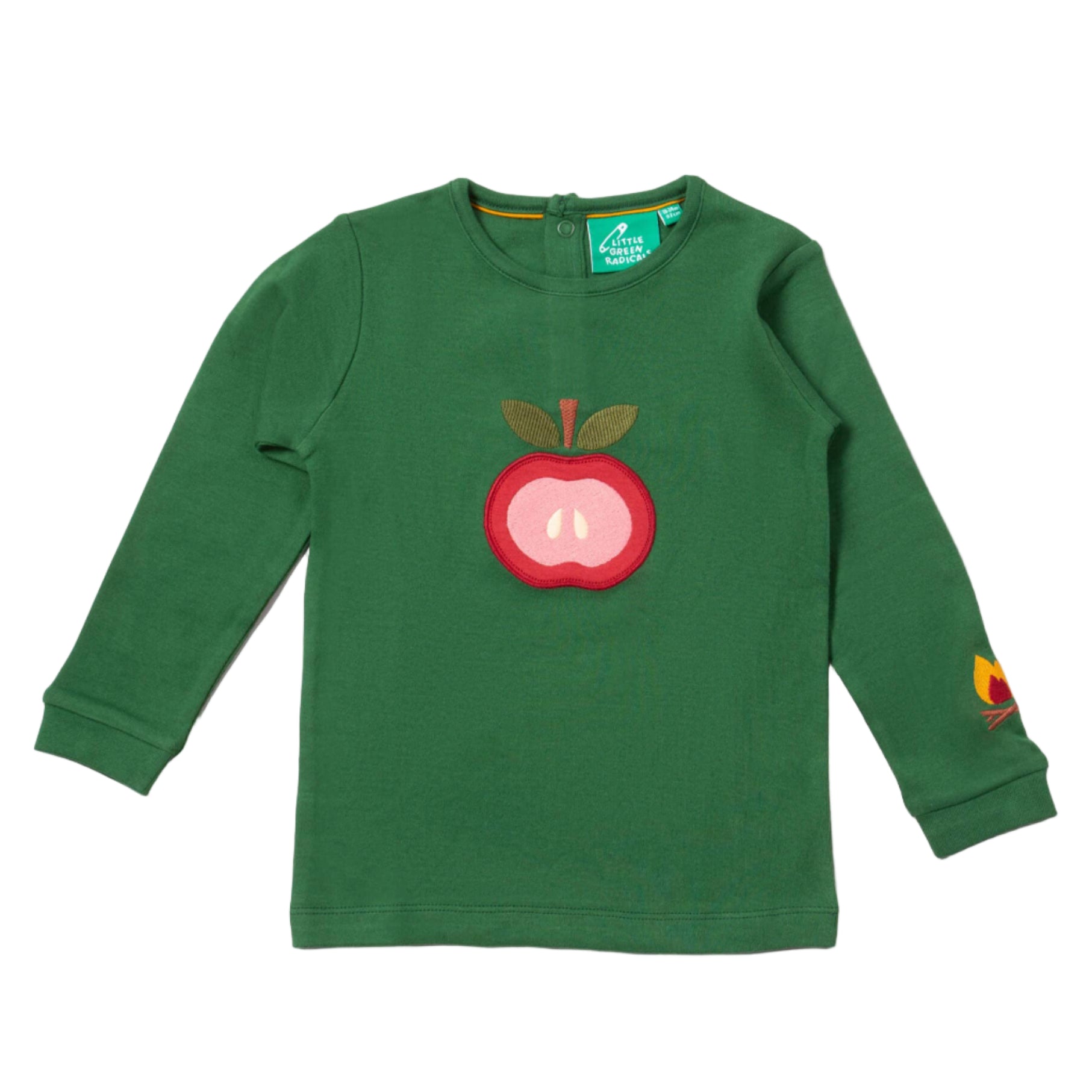 Long sleeved t-shirt- red apple appliqué